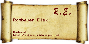 Rombauer Elek névjegykártya